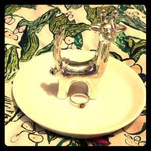 Silver and Porcelain Giraffe Ring Holder